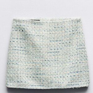 Zara Tweed Skort in Blue and Cream